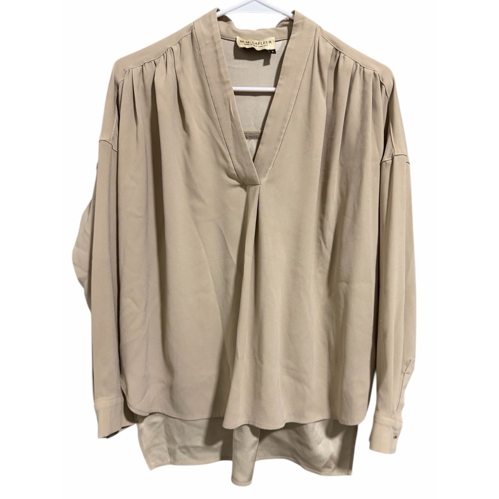 MM LaFleur Morrison Top Shirt Blouse‎ Tan Women's Size Small
